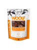 These Chicken and Carrot Bites are made of 100% protein sources to provide the highest quality and the best nutritional intake. The Woolf snack, once cooked, is packed without any chemical additives, preservatives or colourings. To ensure the conservation, an oxygen absorber is placed within the bag. The pack is fitted with a zip.

Suitable for all sizes of dog.

Contents: 100g