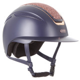 Introducing the show stopping Callisto Wide peaked riding helmet in a stand-out deep matt navy finish with highshine navy & rose gold vent, beautiful rose gold crystal centre panel, and matching rose gold & navy evoke branding. A pinnacle of style, safety and sophistication.
 

Conforms to PAS 015: 2011 Standard; EN 1384 2023
Kitemarked to PAS 015: 2011
CE & UKCA marked
Lightweight ABS peaked helmet* with triple ventilation
Soft touch four-point adjustable leatherette harness
Individual centimetre sizing