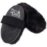 The Micro version of the best selling Diva perfect for smaller hands! Made with super soft lambswool edged with a border of soft horse hair.

This brush comes in black with a leather hand strap.