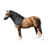 This super easy to pop on and off 200g quilted hood, thanks to the touch tape fastenings, is an equine wardrobe essential. Perfect to use at shows when waiting for classes in the collecting ring or at home in the colder months over a Lycra Hood. It will protect plaits, help lay the coat, and keep your horse clean and cosy. It can be worn with or without a surcingle and is finished with signature black and gold Supreme branding.