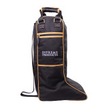 Protect you riding boots, keeping them clean and pristine in the Supreme Products Pro Groom Riding Boot Bag. Featuring a handy external pocket ideal for keeping your spurs together, whip holder, grab handles and a shoulder strap with leather padding for added comfort. Beautifully finished with leather and gold detailing.