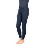 Create a relaxed and stylish look with the Elevate Denim Breeches. Made from a soft denim stretch fabric, these breeches move with every movement and will sit perfectly for a flattering shape. With front and rear pockets for practicality and tapered lower leg for a contoured fit. The full silicone seat increases grip when in the saddle, whilst the tonal finish allows for these to be worn for more casual events. Fastened with durable Hy Equestrian gutos on a secure waistband with belt loops - accessorise your look with a belt to complete the look.