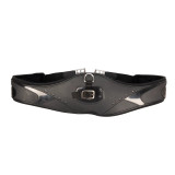 The perfect choice for the serious competitor, the Contoured TPU Vented GP/Jumping Girth features a flexible, yet durable TPU outer shell which provides a high level of protection and is easy to wipe clean. Anatomically shaped, the girth is designed not to restrict the horse’s movement. Complete with ventilation holes to keep your horse comfortable and cool. The soft neoprene lining with a rounded edge, ensures the girth feels comfortable and it also prevents the girth from slipping. The stainless-steel roller buckles will not rust and the elastic at both ends prevents over tightening and ensures even pressure. A martingale can be easily attached using the stainless steel D-ring or loop.