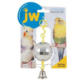 The JW Pet ActiviToy Disco Ball bird toy attracts pet birds to dance as the many mirror-like surfaces made up of tiny reflective squares catches light from all directions. Easy to securely hang from a wire cage; just curl the plastic hanger around the wire. Features a bell for pets added enjoyment and entertainment. Relieves cage boredom and engages birds motor skills. Great for cockatiels; parakeets and similarly sized birds.

Designed for the wellbeing of birds
Easy to install 
Intellectually and mentally stimulating 
Mirrored surfaces and bell provide hours of entertainment