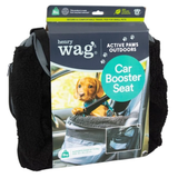 Some dogs find travelling stressful which raises anxiety levels for both you and your dog. Having your dog close by where they can see you and get a view of the road makes travel a calmer and more enjoyable experience. The Henry Wag Car Booster Seat features a tether clip to secure to your dog’s harness and provides smaller dogs (up to 8kg) with a safe riding position. The seat fixes around the head restraint and around the seat back for security. Our Car Booster Seat has been designed with a padded base for comfort and is supplied with a removable fleece liner for winter journeys and a mesh panel for summer ventilation. The extended back panel protects the seat back behind the booster seat and the storage pocket is perfect for quick access to snacks etc. Collapsible and easily stored when not in use. This product is made from 100% GRS Recycled Polyester. Features: - • Provides a safe elevated position, great for anxious travellers • Suitable for small dogs up to 8kg • Fits securely around head restraint and seat back • Padded base for comfort