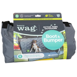 Protecting your boot space enables you to travel with your dog to your favourite walking spots and enjoy outside adventures, even on the wettest of days. Our high-quality Henry Wag Car Boot and Bumper Protector fits easily into the back of your car and provides a comfortable space for your dog and keeps your boot clean and tidy whilst protecting the car interior from the wettest, muddiest and sandiest of dog’s. Our protector fixes around the rear head restraints and fixes to the back of the rear seats with velcro, designed with side panels to protect the boot walls, which can fix to fabric or plastic interiors and features a water-resistant backing. Designed with a quilted double wall twill nylon that is tear resistant and easily brushed clean or machine washed. Included is a weighted bumper protection panel (100 x 60 cm) which is adjustable to the size of the vehicle and protects your bumper from dirt and scratches whilst loading and unloading. This product is made from 100% GRS Recycled Polyester. Features: - • Protects the interior of your boot • Easy to fit • Tough tear resistant fabric • Protects your bumper with adjustable weighted panel