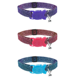 Adjustable fitting cat collar. Jewel effect safety clasp buckle with bell to alert wild birds!