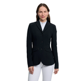 The stunning new Dynamiqué Show Jacket has been designed with your competition performance in mind.

Vented side panels and sports mesh lining to the front provide the ultimate breathability, combined with superior stretch and recovery so that the rider is unrestricted and free to move.

Subtle beaded trims on pocket edges and back belt panel add a touch of luxury sparkle and creates a flattering silhouette and stylish appearance.

Fastened with a front zip and custom LeMieux press stud for stunning practicality, this Show Jacket is a must-have for all competition riders.

'Tall' fit tailored for 175cms (5'9") and over.