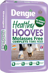 Healthy Hooves Molasses Free is approved by The Laminitis Trust.

It is a new tasty twist on an old favourite, with just one thing missing – the added sugar! It’s still a complete feed with no need for any extras, packed with essential nutrients, vitamins and minerals to help keep horses and ponies looking and feeling fabulous, and their feet in great condition.

Healthy Hooves Molasses Free has a full range of B vitamins including biotin at levels that research has shown to be effective at maximising hoof health. 

Free of cereal grains means its is suitable for laminitics as it is low in starch and sugar. This feed also contains Chelated Trace Minerals which easily absorbed and improve general condition to the hooves and coat. 

Due to being high in fibre Healthy Hooves provides slow release energy and is essential for maximising gut health.