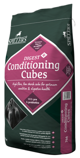 Spillers Digest Plus Conditioning Cubes are high calorie conditioning cube designed to build condition whilst maintaining a healthy digestive system. They are rich in highly digestible fibre and high in oil to provide slow release energy and reduce the reliance on cereal starch.

This low starch, molasses free feed with no added sugar reduces the risk of excitability and supports gastric and digestive health.

With pre and probiotics to support a healthy population of good bacteria and quality protein to support good muscle tone and topline development. Also with added vitamins and minerals to provide a balanced diet every day.