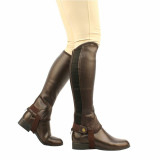 The Saxon Equileather Half Chaps are easy to care for, durable chaps with an elastic calf to ensure great fit. The equileather fabric offers a leather look at a great price.