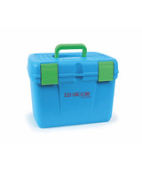 These large, sturdy tack boxes help keep you organised and tidy in the yard. The internal space is divided in two, allowing you to arrange your kit logically. A separate tray lifts out for easy portability. The deep lid fastens with two clips and the whole box can be padlocked if needed. Dimensions: W. 39cm x H. 30cm x D. 28cm.