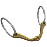 Although single jointed, this bit is ergonomically designed to eradicate the ‘nutcracker’ action and consequent problems that the traditional straight-armed single jointed snaffle often causes. The cleverly curved mouthpiece prevents it from moving too far forwards in the mouth reducing pressure on the thinner more sensitive part of the tongue. It sweeps slightly away from the corner of the lip to lessen any chance of rubbing and the curvature down towards the bars achieves a gentle more even weight bearing surface. This design is very beneficial for horses that back off or only offer an intermittent contact or for the very rare occasion when a horse does not find a lozenge comfortable.