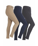 Great all round riding legwear, 4-way stretch knitted Creora fabric gives these jodhpurs superior comfort and fit, with self-fabric contoured seat and knee patches, flat front, belt loops and inner hip pocket.
