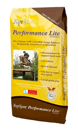 Performance Lite Feed Balancer is designed for good-doers in hard work that need their weight controlled, perhaps because of good grazing/forage quality. It is very important that this group of horses and ponies receive their full requirements of vitamins and minerals to support hard work.

Performance Lite Feed Balancer allows performance horses and ponies to receive these micronutrients in a small amount of very low-calorie feed.

Performance Lite Feed Balancer is a very palatable 'Non-Heating'* feed that contains a multi-supplement including the levels of micronutrients normally only found in high quality specialised supplements. When TopSpec Performance Lite Feed Balancer is fed there is therefore usually no need to add any further vitamin and mineral supplements, other than salt and/or electrolytes for sweating horses, and a nutraceutical joint supplement if required. A complete specification is freely available.

*'Non-Heating' this term in