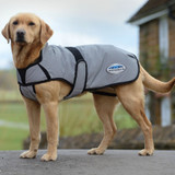 The ComFiTec Reflective Dog Coat Medium offers the best fit for active dogs whilse keeping them safe in the dark. This highly reflective showerproof dog coat features outer fabric which reflects the light when it hits the fabric, making this ideal for additional safety when walking. Featuring a 210T nylon lining and 220g of warm polyfill. Stretch gusset and arched legs for freedom of movement with a full chest and belly wrap and adjustable touch tape closures for extra warmth and protection in cooler conditions. Contoured back seam shapes around the tail, allowing freedom for tail wagging ability. Features large collar for added warmth, elasticated leg straps and leash hole.