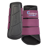 ARMA NX-MAX neoprene brushing boots feature a dense, flexible outer which helps support the legs and absorb shocks. Fabric covered for a smooth finish, the edges are bound for durability and comfort with recessed stitching to resist wear and tear. Tough moulded ARMA strike resistant pads defend the inner leg against knocks and brushing injuries. Adjustable touch close fastenings secure the boots.