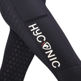 Designed for the active rider, these smart riding tights are made from a four way stretch, breathable material, offering comfort and flexibility. With contoured wide stretch waistband and seamless hip panels, these tights will be comfortable and secure for days at the yard and whilst riding. The belt loops allow you to accessorise your outfit and double pockets mean you have plenty of space to store possessions. Finished with a full tonal silicone seat for optimised grip in the saddle and HyCONIC emblems to the right leg and rear belt loop. Designed for the active rider, these smart riding tights are made from a four way stretch, breathable material, offering comfort and flexibility. With contoured wide stretch waistband and seamless hip panels, these tights will be comfortable and secure for days at the yard and whilst riding. The belt loops allow you to accessorise your outfit and double pockets mean you have plenty of space to store possessions. Finished with a full tonal silicone seat for optimised grip in the saddle and HyCONIC emblems to the right leg and rear belt loop.