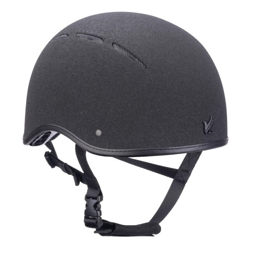 The Karben Icon Jockey Skull is designed especially for young riders. The matte black Karben insignia and premium trim look smart. Air grills work with the 3D mesh liner to provide maximum temperature regulation to the head. A non-stretch webbing 3-point harness is fully adjustable and features an easy to fit quick release buckle. Find your perfect fit with a wide range of sizes. FINER DETAIL: Durable sand-sprayed outer helmet finish. Scratch resistant carbon wrapped rim. FRESH FEEL front and rear air grills. SHOCK ABSORBING expanded polystyrene inner shell with targeted PASSIVE VENTILATION SYSTEM. Deeply padded COMFORT LUXE LINER with CoolDryTM headband and THERMOREGULATING 3D mesh crown. Fully adjustable 3-point web harness. Quick release buckle. Removable anti-rub chin guard. Machine washable linings. Reusable drawstring storage bag. Wide range of sizes. Thoroughly tested and certified to PAS 015:2011 and EN 1384:2023. CE & BSI Kitemark.
