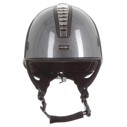 Introducing the stellar Orion Jockey Skull. Sporting a high shine carbon paint finish, gunmetal and black vent and complementary black harness. A gunmetal ‘evoke’ branded logo at the forehead completes the look.
  
Conforms to PAS 015: 2011 Standard; EN 1384 2023; ASTM F1163-23
Kitemarked to PAS 015: 2011
CE & UKCA marked
Lightweight ABS jockey Skull
Fully ventilated with stylised contrast panels and reinforcement mesh
Soft touch four-point adjustable leatherette harness with rear lacing