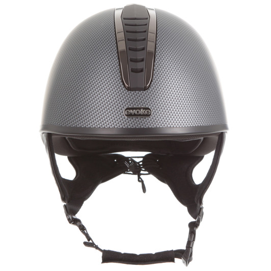 Introducing the stellar Orion Jockey Skull. Boasting an elegant gunmetal & black vent and elegant matt carbon finish. A chrome ‘evoke’ branded logo at the forehead completes the look.
  
Conforms to PAS 015: 2011 Standard; EN 1384 2023; ASTM F1163-23
Kitemarked to PAS 015: 2011
CE & UKCA marked
Lightweight ABS jockey Skull
Fully ventilated with stylised contrast panels and reinforcement mesh
Soft touch four-point adjustable leatherette harness with rear lacing