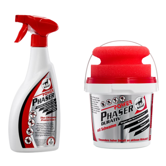 Total protection against all insects and horse flies. Power Phaser gives seven hours of protection, even if your horse sweats. An optimised blend of active ingredients guarantees stay-off effect and long-lasting effectiveness. The repellent-loss effect associated with perspiration is much less pronounced.




Fly Repellent gel for the absolute protection of sensitive parts of the body. Power Phaser Durative is an insect repellent gel with an especially high concentration of active ingredients which protect the horse against mosquitoes, horse flies, flies and ticks, even during perspiration. The sponge included allows the gel to be applied easily to tender parts of the body and sensitive horses, without soiling the hands.