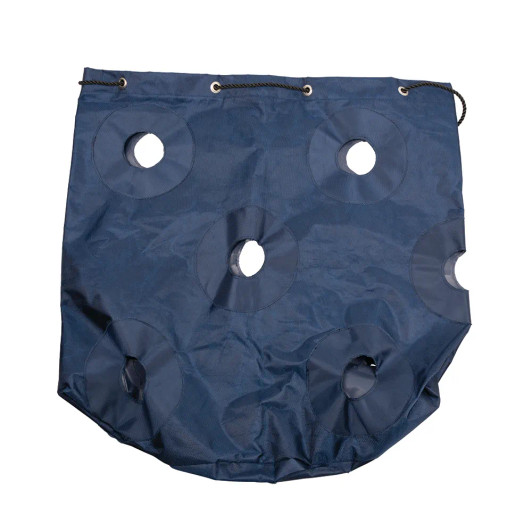 The Slow Flow Play Hay Bag is perfect for greedy feeders, those on a diet or horses that need their ad lib forage controlled - convenient and easy to use, ideal for use in the field, whilst travelling or in the stable. Easy to fill, this hay bag will reduce mess and waste while keeping your horse occupied and features a drawstring for quick and easy hanging and closure. Made from a waterproof, 1680 denier fabric with 11 reinforced 7cm holes to slow hay consumption and trickle feed your horse or pony, ensuring better digestion and less waste on the floor. A great enrichment tool.