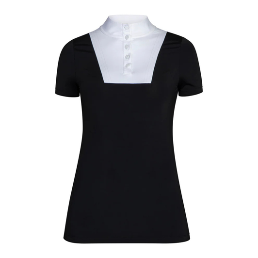 Aubrion Optima is created for elite competition performance using modern design technology, innovative fabrics, and championship ready styling. Optima young rider show shirts offer advanced mobility and technical support through all levels of competition and all disciplines. The cut allows a contour fit; the elegant high collar and short sleeves present a neat finish. Cool stretch fabric feels soft and comfortable; moisture management and quick dry technologies give fresh feel athletic efficiency. Smart and timeless, the MX design incorporates traditional styling details, offering a classic and polished presentation that never goes out of style. A refined self-colour Aubrion logo at the centre back adds a subtle nod to elevated equestrian design.