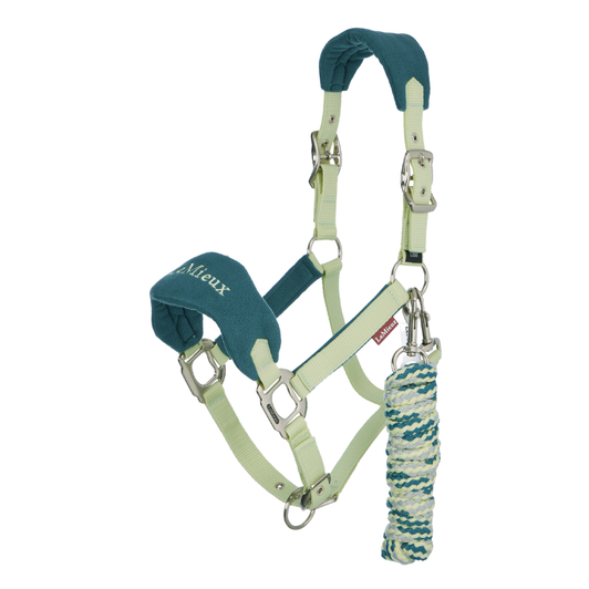 Pamper your horse or pony in distinctive LeMieux style with this soft headcollar, featuring fleece inserts at the cheeks, poll strap and nose band.

The super soft fleece inserts do two jobs - they ensure even pressure distribution, plus they're fitted with extra padding for the greatest possible comfort.

The cheek straps are lined with fleece to eliminate rubbing on your horse's skin.

Not only stylish but practical, too, it's multi adjustable at the curb and poll strap (adjustable from both sides), with a trigger clip throatlash for easy use.

Each Vogue Headcollar comes with a matching colour-coordinated 1.8m Leadrope.