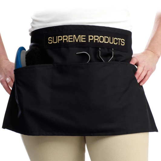 The half apron has a deep pocket for storing all your grooming tools and has tie handles to keep the apron secure.