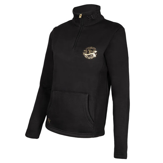 Crafted from a deluxe butter-soft and lightweight fabric for maximum comfort, this sweatshirt offers warmth without bulk, perfect for the active equestrian. Designed with a quarter zip and a large kangaroo-style pocket for practicality and subtle branding, it’s easy to wear and looks great teamed with everyday riding wear or when worn on show days with competition wear.