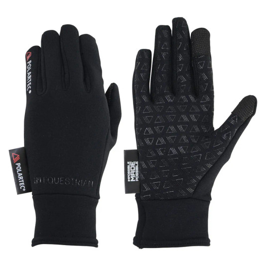 These super gloves are made from technical Polartec® material, meaning they are wind resistant, soft, warm and extremely elastic. The Polartec® fabric means these gloves have excellent wicking properties, ensuring ultimate comfort. The Hy Equestrian Polartec® Glacial Gloves also offer grippy siliconised palms and fingers for extra grip on the reins and are non-bulky - perfect for riding in the colder months!