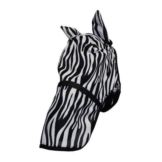 This fly mask is made from a lightweight mesh material that protects the horse whilst preventing the horse from overheating. The science behind the design is that horse flies find stripes confusing and will steer clear of striped surfaces. The touch tape fastenings secure the mask and make it easy to put on and take off, whilst the touch tape nose allows for it to be easily attached and detached as required. Matching fly rug available.