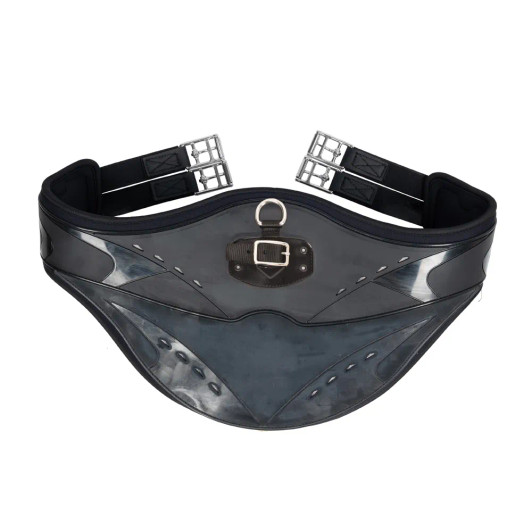 The perfect choice for the serious competitor, the Contoured TPU Vented Long Stud Girth features a flexible, yet durable TPU outer shell which provides a high level of protection and is easy to wipe clean. Anatomically shaped, the girth is designed not to restrict the horse’s movement. Complete with ventilation holes to keep your horse comfortable and cool. The soft neoprene lining with a rounded edge, ensures the girth feels comfortable and it also prevents the girth from slipping. The stainless-steel roller buckles will not rust and the elastic at both ends prevents over tightening and ensures even pressure. A martingale can be easily attached using the stainless steel D-ring or loop.