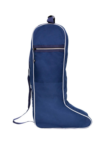 A convenient way to keep your long boots both clean and dry. This stylish navy and grey boot bag by Hy Equestrian features a zip fastening, a zip side pocket, a grab handle and an over the shoulder carry strap. Made from ripstop and being waterproof, this is a must for your boots.