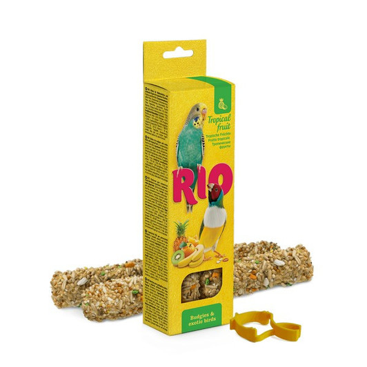 "Treat for budgies and exotic birds with tropical fruit.A complimentary pet food for pet birds."