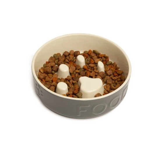The Scruffs slow feeder bowl has been uniquely designed to slow down dogs or cats when eating. The raised areas on the inside of the bowls make it more difficult for pets to gulp down food, slowing them down considerably when eating. This enables pets to properly digest their food, helping prevent bloat, regurgitation, excessive wind and obesity. Great for wet or dry food.