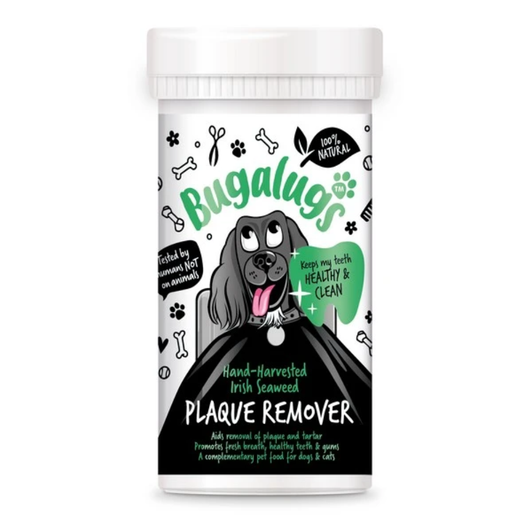Bugalugs Plaque Remover is 100% natural, hand-harvested, Irish seaweed. A natural way of preventing plaque and tartar build up. Seaweed is a rich source of calcium, vitamins & minerals that promote fresh breath, healthy teeth & gums.