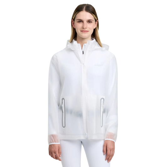 Cover your competition outfit in this PFC-free clear rainproof jacket and stay clean and dry while you prepare between classes.

This fully waterproof protective rain jacket is waterproof to 5000mm, with a waterproof zip and taped seams waterproof to 3000mm, to ensure you stay dry in inclement weather. What's more, the vents and eyelets provide enhanced breathability, preventing you from getting too hot.

LeMieux badge detail, reflective print, and LeMieux branded binding elevate the look, and a detachable hood gives you options depending on the weather.