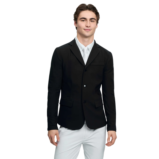 With a high technical spec delivered at exceptional value, this premium sports jacket has been designed with your competition performance in mind.

Vented side panels provide the ultimate breathability, combined with superior stretch and recovery so that the rider is unrestricted and free to move. Subtle design details and expert equestrian tailoring create a flattering silhouette and stylish appearance.

Fastened with a front zip and custom LeMieux press studs for performance and practicality, this Mens Competition Jacket is a must-have for all competitive riders.