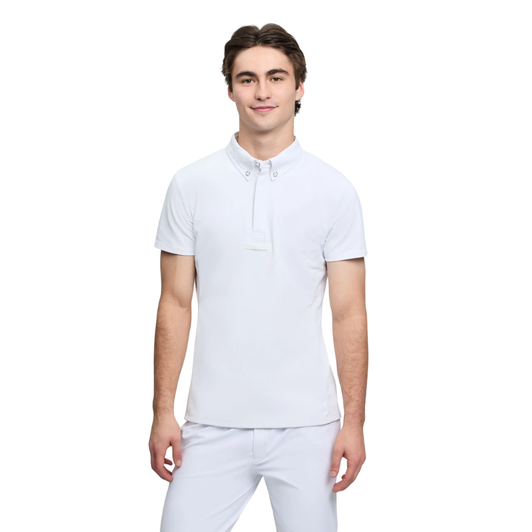 Enter the ring with confidence in this perfectly tailored competition shirt in technical fabric with smooth, non-taped seams. The traditional collar is designed to perfectly support a tie, if worn, without cutting in or chafing at the neck. Concealed fastening placket to keep things neat. Subtle branding is a marker of elevated equestrian style.