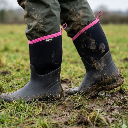 Stay warm, dry, and comfortable with the Keswick neoprene welly. Lightweight, durable, and vegan-friendly with superb grip and flexible neoprene for all-day wear. Features an injection moulded rubber foot, neoprene lining for warmth and a flexible neoprene calf to avoid chafeing. Comfortable enough for daily, muddy dog walks and daily chores at the yard!