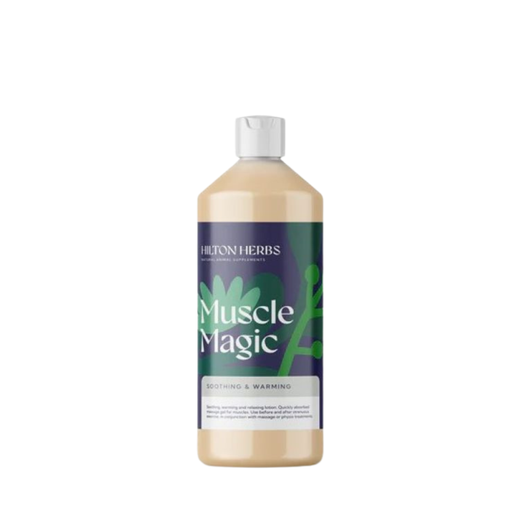 Muscle Magic is a soothing, herbal lotion formulated to support muscle comfort and recovery in both horses and dogs. Designed for ease of application, it can be used before, during, or after exercise to help maintain suppleness and ease of movement.

Originally developed for endurance horses, this trusted formula combines a blend of herbal tinctures and oils, including arnica, traditionally used to soothe tired or overworked muscles.

Muscle Magic is ideal for use alongside massage or physiotherapy, helping to promote relaxation and restore natural balance after exertion.

Note: Not recommended for use under bandages.

Clean Sport: Muscle Magic is audited under the BETA NOPS Scheme as suitable for FEI competition. The Responsible Person should always check with their governing body regarding current competition legislation.