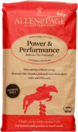 Power & Performance is a revolutionary high energy competition feed, ideal for horses and ponies in harder work. High energy ingredients, combined with lower starch and sugar levels than traditional competition feeds, provide horses and ponies with both fast and slow release energy for sparkle and stamina! Power & Performance enables horses and ponies to work hard and achieve results whilst remaining focused.