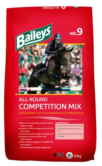 All-Round Competition Mix is a highly digestible, nutrient dense mix which provides a combination of energy sources including fibre, oil and cereals to ensure a horse’s demands can be met at all work intensities. Best bruised oats are included along with highly digestible micronised cereals and the “quick release” energy they provide is ideal for the laid back horse needing extra sparkle. The mix contains high oil and a full spectrum of vitamins and minerals, including chelated minerals plus the important anti-oxidants, vitamin E and selenium. With this level of nutritional support the mix is capable of supporting moderate to hard work and can be fed to point to pointers and National Hunt horses as well as other fit performance horses.