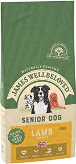 Naturally healthy, this dog food is suitable for dogs who require a hypo-allergenic food, this can be good to soothe skin irritation and to stop loose digestion.

Included in their formular The Wellbeloved Senior contains a special mix of chondroitin, glucosamine and herbs to help lubricate dog's joints and ligaments, aiding mobility, along with oats for energy. Delicious and crunchy, smothered in lamb gravy this food is British made for freshness and quality.

The Wellbeloved Senior food contain a larger kibble ideal for a 'Big Bite'. Since the food contains no soya, it does not swell up when wetted inside your dog's stomach, unlike many other dry foods. For better dental and oral hygiene, either feed dry or wet without leaving the food to soak. For more tender teeth or gums, soak the kibble until soft before feeding.