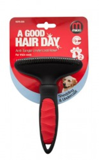 Dogs are unable to keep their undercoats thinned so they need a little help from us.

The Mikki Undercoat Rake has been specially designed by grooming experts to enable you to remove tangles and keep your dog's coat in top condition. The ergonomically designed handles ensure comfort and control for the user.