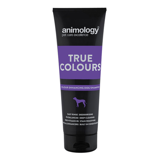 True Colours is a specially formulated colour enhancing dog shampoo with built-in optical enhancers to help improve the radiance of your dog’s coat.

Mild, deep cleaning formulation
Built in conditioner and optical enhancers for a healthy radiant coat
Infused with our ‘Signature’ scent for a fresh smelling coat
Suitable for all breeds and any colour coat