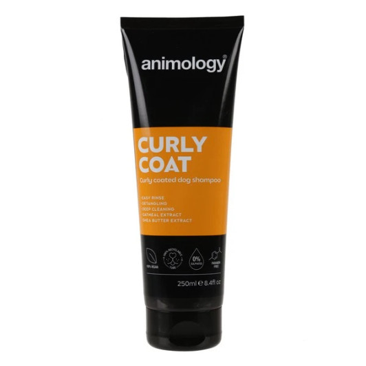 Curly Coat is a shampoo specifically designed for curly coated dogs. Enriched with conditioners , oatmeal & shea butter it helps to remove knots from your dog's coat and improve overall appearance. Easy Rinse Detangling Deep Cleaning 100% Vegan Oatmeal & Shea Butter Extract