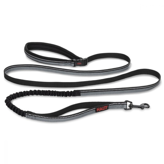 The Halti Active Lead provides great versatility and comfort for owners out and about with their dog and is ideal for running, hiking, and hands-free walks. The lead incorporates a super-strong elastic shock absorber, protecting both dog and owner from any sudden jolts, and a traffic handle for close control when needed. Featuring reflective 3M Scotchlite stitching for increased visibility and safety of your dog in low light.  The Hati Active Lead brings together style and functionality and is made from premium grade two-tone colour webbing.